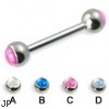 Straight barbell with cabochon balls, 12 ga