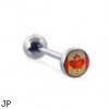 Straight barbell with Canadian flag logo, 14 ga