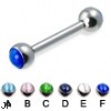 Straight barbell with cat eye balls, 12 ga