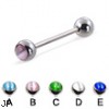 Straight barbell with cat eye balls, 16 ga