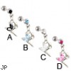 Straight barbell with dangling jeweled fairy