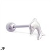 Straight barbell with dolphin top, 14 ga