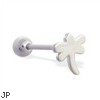 Straight barbell with dragonfly top, 14 ga