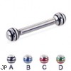 Straight barbell with epoxy striped balls, 10 ga