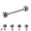 Straight barbell with epoxy striped balls, 12 ga