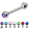 Straight barbell with hologram balls, 12 ga