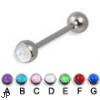 Straight barbell with hologram balls, 14 ga