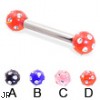 Straight barbell with multi-gem acrylic colored balls, 10 ga