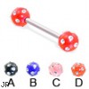 Straight barbell with multi-gem acrylic colored balls, 14 ga