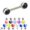 Straight barbell with striped balls, 14 ga