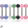 Straight barbell with ultra glitter balls, 14 ga