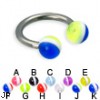 Striped ball titanium circular barbell, 12 ga