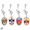 Sugar Skull Surgical Steel Dangle Navel Ring