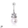 Surgical Steel Crowned Pearl Navel Ring