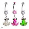 Surgical Steel Crystal Frog Dangle Navel Ring