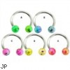 Surgical Steel Horseshoe with Balls with multicolored splatter