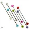 Surgical Steel Industrial Barbell with Multi-Crystal Balls