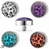 Surgical Steel Internally Threaded Leopard Print Inlayed Dome Dermal Top