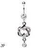 Surgical Steel Intertwined Hearts Gemmed Dangle Navel Ring