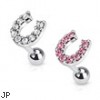 Surgical Steel Tragus/Cartilage Barbell Gemmed Horseshoe