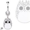 Surgical Steel White Owl Navel Ring