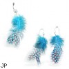 Teal Polka Dot Feather Belly Ring And Earring Set