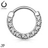 Ten Paved Gem Single Line Surgical Steel Septum Clicker, Clear 16Ga