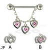 Three hearts nipple ring, 14 ga