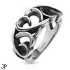 Three Hollow Hearts Stainless Steel Cast Ring