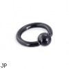 Titanium anodized black captive bead ring, 12 ga