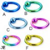 Titanium Anodized Captive Bead Ring, 10 Ga