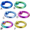 Titanium anodized captive bead ring, 8 ga