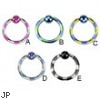 Titanium anodized duel-tone striped captive bead ring, 14 ga