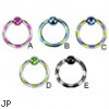 Titanium anodized duel-tone striped captive bead ring, 16 ga