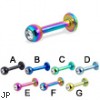 Titanium anodized jeweled labret, 12 ga