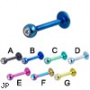 Titanium anodized jeweled labret, 14 ga