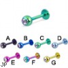 Titanium anodized jeweled labret, 16 ga