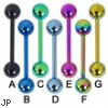 Titanium anodized tongue ring, 14 ga