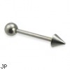 Titanium ball and cone straight barbell, 14 ga