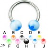 Titanium circular barbell with acrylic flower balls, 14 ga