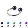 Titanium circular barbell with colored balls, 16 ga