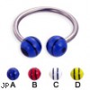 Titanium circular barbell with double striped balls, 14 ga