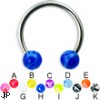 Titanium circular barbell with marble balls, 14 ga