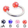 Titanium circular barbell with multi-gem acrylic colored balls, 12 ga