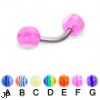 Titanium curved barbell with acrylic layered balls, 14 ga