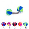 Titanium curved barbell with balloon balls, 14 ga