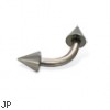 Titanium curved barbell with cones, 12 ga