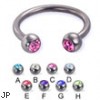 Titanium jeweled circular barbell, 12 ga