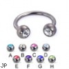 Titanium jeweled circular barbell, 14 ga