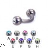 Titanium jeweled curved barbell, 12 ga